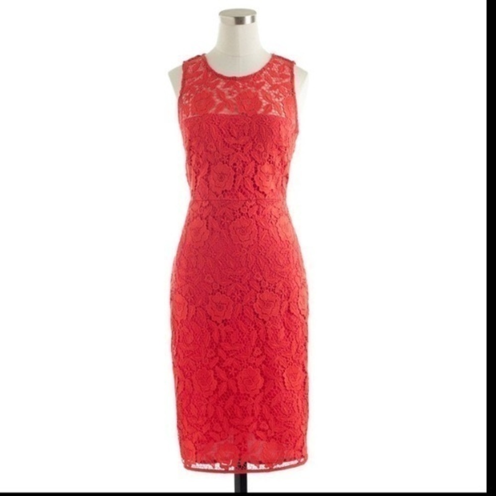 J. Crew Red Lace Mini Dress